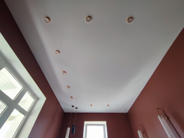 Фото тканевого натяжного потолка