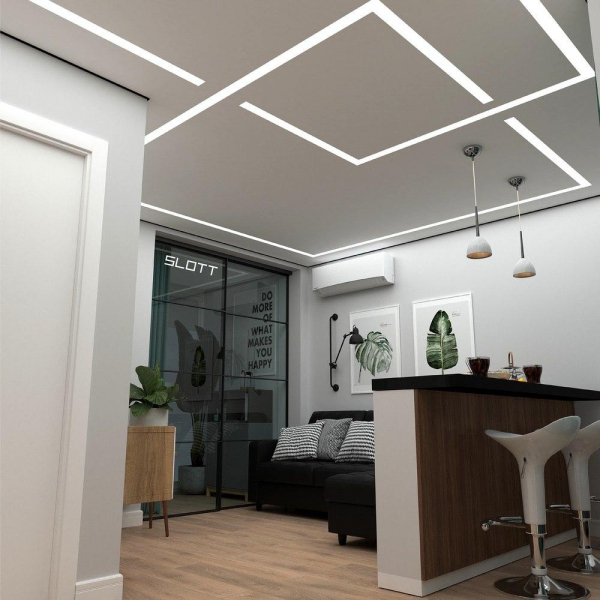 Фото современного дизайнерского потолка