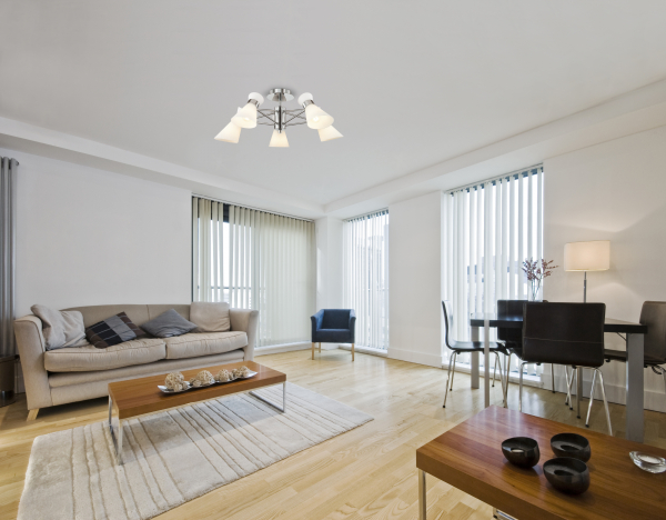 Пример матового натяжного потолка в гостиную