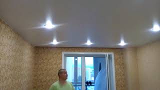 Видео от клиента: Белый матовый потолок на кухне 
